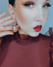 Load image into Gallery viewer, Haunted Victorian Cameo Earrings - Black & Red