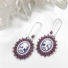 Load image into Gallery viewer, Haunted Victorian Cameo Earrings - Purple