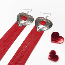 Load image into Gallery viewer, Sweetheart Leather Fringe Earrings