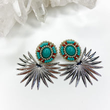 Load image into Gallery viewer, Summer Solstice Sunburst Earrings - Silver/Stones
