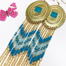 Load image into Gallery viewer, Spring Bloom Large Statement Earrings - Teal Breeze
