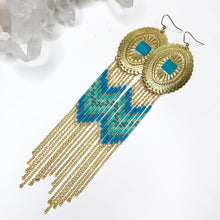 Load image into Gallery viewer, Summer Solstice  Statement Earrings - Gold/Teal
