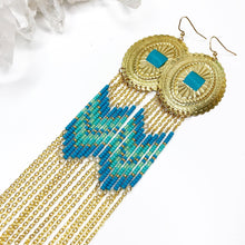 Load image into Gallery viewer, Summer Solstice  Statement Earrings - Gold/Teal
