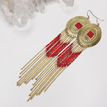 Load image into Gallery viewer, Summer Solstice  Statement Earrings - Gold/Red
