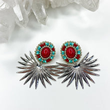 Load image into Gallery viewer, Summer Solstice Sunburst Earrings - Silver/Stones
