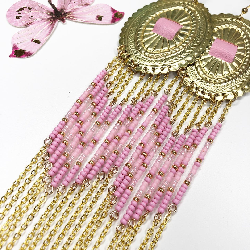 Spring Bloom Large Statement Earrings - Daisy Pink