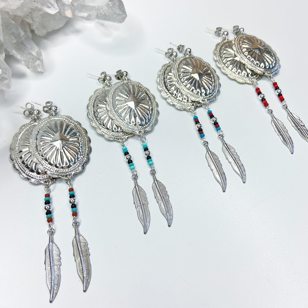 Summer Solstice Feather Charm Earrings