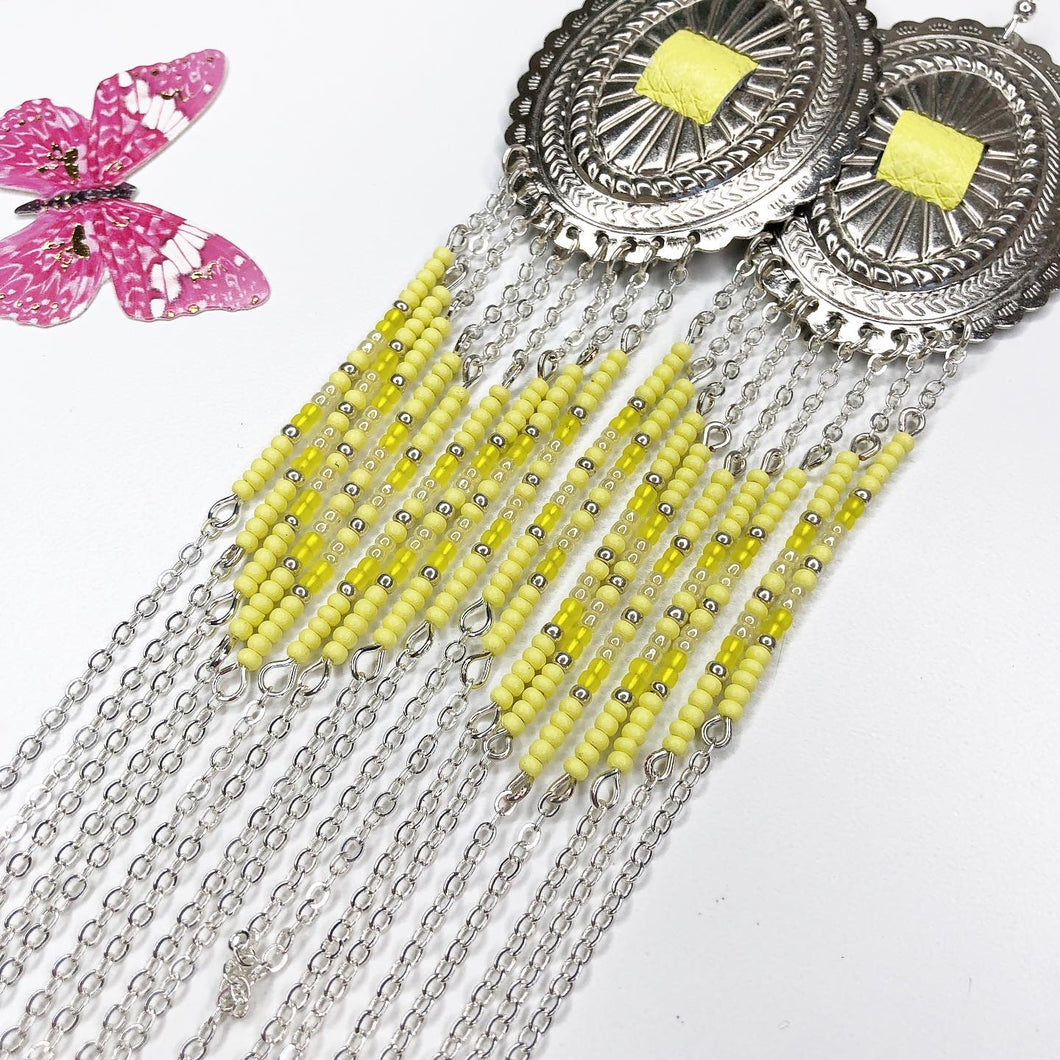 Spring Bloom Large Statement Earrings - Yellow