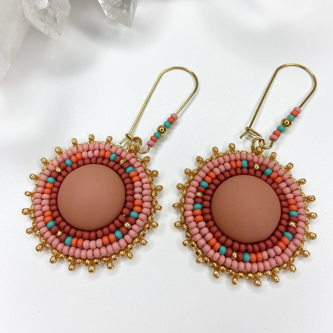 Autumns' Comfort Drop Earrings - Dusty Coral