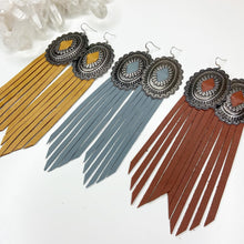 Load image into Gallery viewer, Autumn&#39;s Comfort Fringe Leather Earrings
