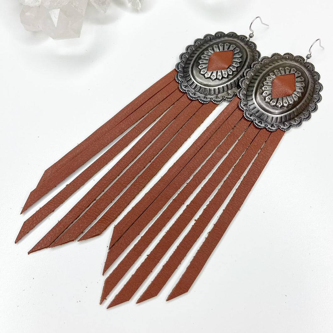 Autumn's Comfort Fringe Leather Earrings