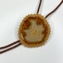Load image into Gallery viewer, Amber Beaded Agate Bolo Tie
