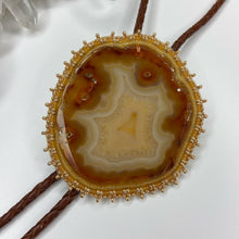 Load image into Gallery viewer, Amber Beaded Agate Bolo Tie
