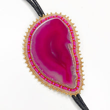 Load image into Gallery viewer, Pink Beaded Agate Bolo Tie
