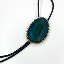 Load image into Gallery viewer, Teal Beaded Agate Bolo Tie

