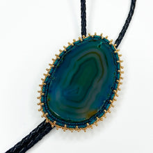 Load image into Gallery viewer, Teal Beaded Agate Bolo Tie
