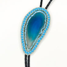Load image into Gallery viewer, Blue Beaded Agate Bolo Tie
