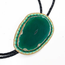 Load image into Gallery viewer, Green Beaded Agate Bolo Tie
