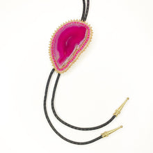 Load image into Gallery viewer, Pink Beaded Agate Bolo Tie
