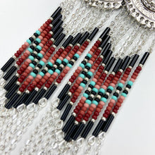 Load image into Gallery viewer, Autumn Embers Statement Earrings - Rust/Sand/Silver
