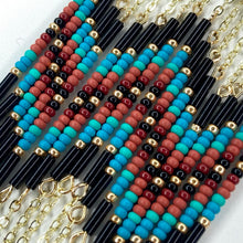 Load image into Gallery viewer, Autumn Embers Statement Earrings - Turquoise/Gold
