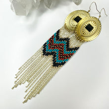 Load image into Gallery viewer, Autumn Embers Statement Earrings - Turquoise/Gold
