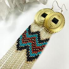 Load image into Gallery viewer, Autumn Embers Statement Earrings - Turquoise/Gold
