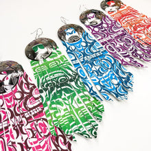 Load image into Gallery viewer, Neon Dream Printed Fringe Earrings
