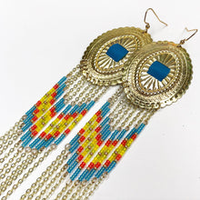 Load image into Gallery viewer, Neon Dreams Large Statement Earrings - Blue &amp; Red
