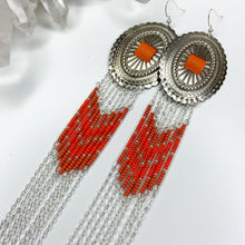 Load image into Gallery viewer, Sunny Daze Statement Earrings - Orange/Silver
