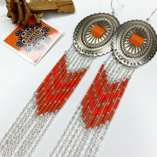 Load image into Gallery viewer, Sunny Daze Statement Earrings - Orange/Silver
