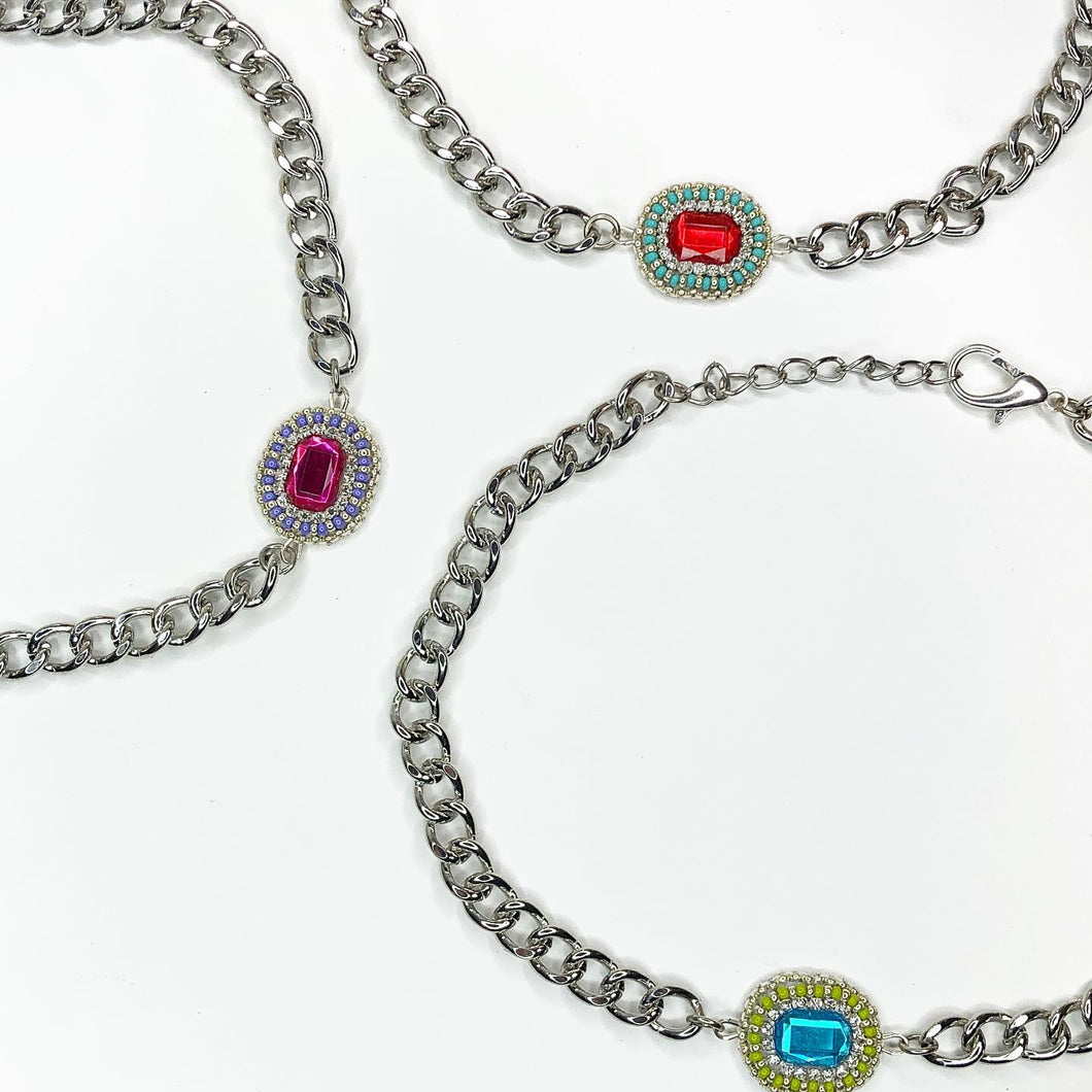 Spring Bling Chain Chokers - Silver