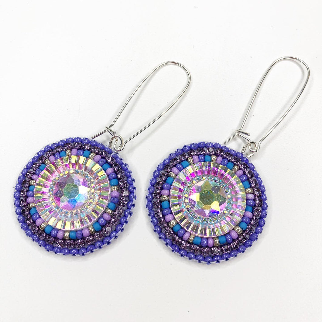Spring Bling Drop Earrings - Purple