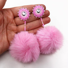 Load image into Gallery viewer, 3 in 1 Pom Pom Earrings - Pink
