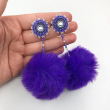 Load image into Gallery viewer, 3 in 1 Pom Pom Earrings - Purple
