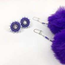 Load image into Gallery viewer, 3 in 1 Pom Pom Earrings - Purple

