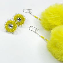 Load image into Gallery viewer, 3 in 1 Pom Pom Earrings - Yellow
