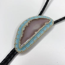 Load image into Gallery viewer, Soft Blue Beaded Agate Bolo Tie
