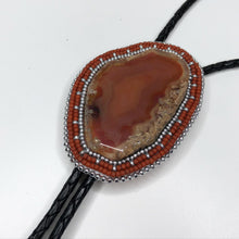 Load image into Gallery viewer, Rust Beaded Agate Bolo Tie
