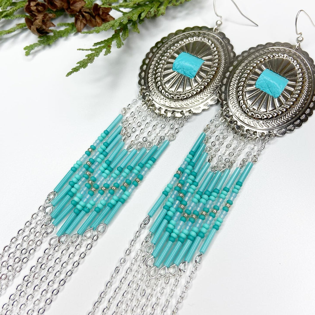 Winter's Wonder Statement Earrings - Silver/Mint