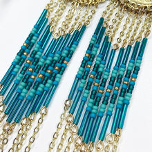 Load image into Gallery viewer, Winter&#39;s Wonder Statement Earrings - Gold/Teal
