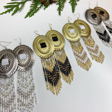 Load image into Gallery viewer, Winter&#39;s Wonder Beaded Concho Earrings
