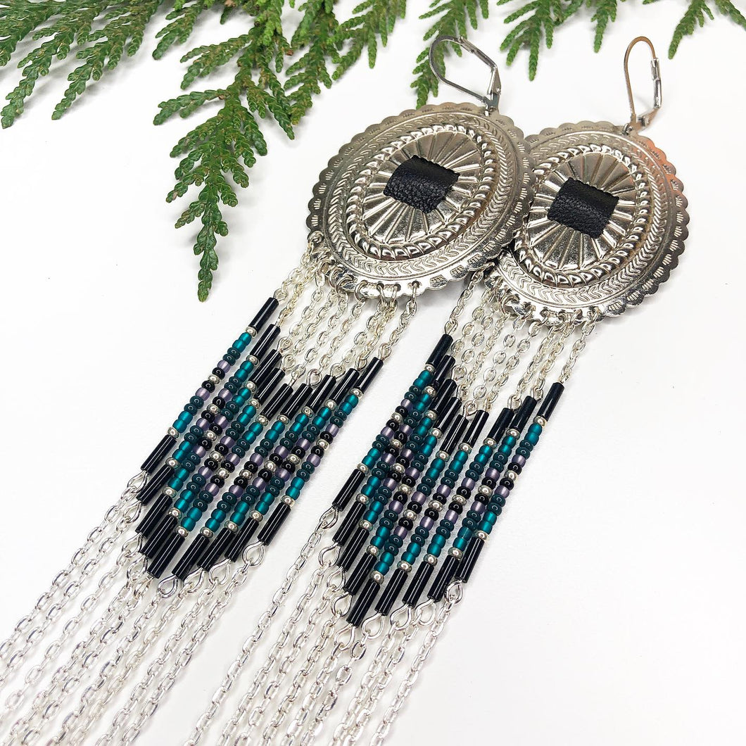 Winter Reflections Concho Statement Earrings - Silver