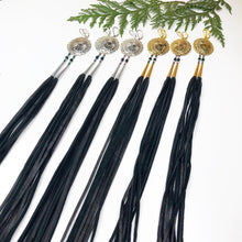 Load image into Gallery viewer, Winter Reflections Leather Tassel Earrings

