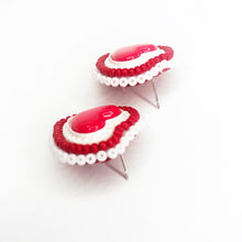 Load image into Gallery viewer, Red Heart beaded stud earrings
