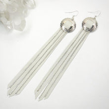 Load image into Gallery viewer, White Leather Fringe Earrings
