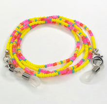Load image into Gallery viewer, Rainbow Bliss Mask with 4 in 1 Beaded lanyard - Bright Yellow
