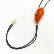 Load image into Gallery viewer, Rusty Orange Agate Bolo tie on black leather cord

