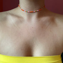 Load image into Gallery viewer, Pastel Seed bead choker in Orange, pink, deep yellow and turquoise
