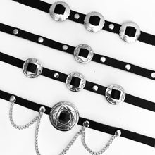 Load image into Gallery viewer, Black Leather Concho Chokers
